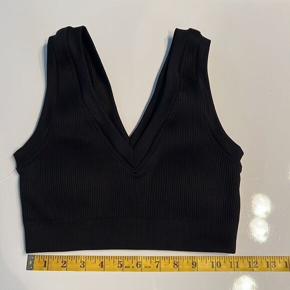 Aerie Offline Women's Ribbed Crop Top V Neck Sport Bra - Picture 5 of 8